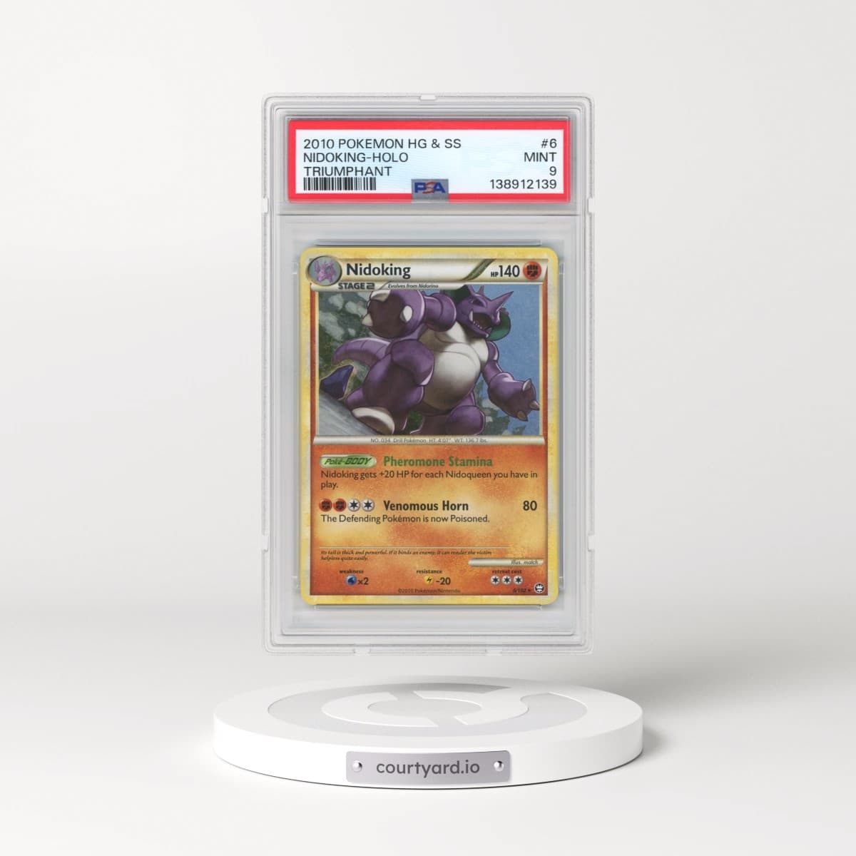 2010 Pokémon Heartgold & Soulsilver Triumphant #6 Nidoking - Holo (PSA 9 MINT)