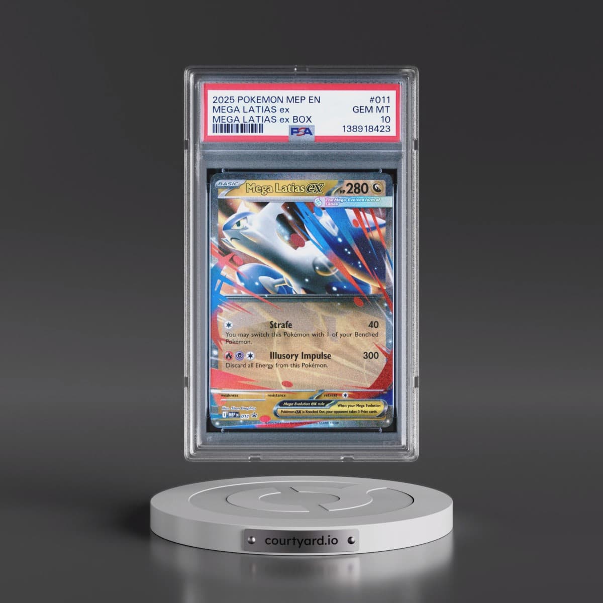 2025 Pokémon Mep EN-Me Black Star Promo #011 Mega Latias EX - Holo Mega Latias EX Box (PSA 10 GEM MINT)