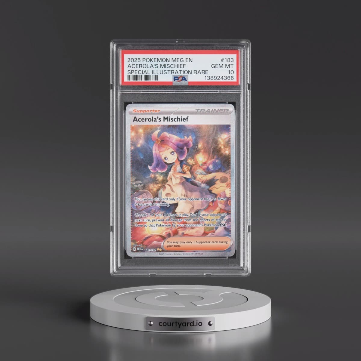 2025 Pokémon Meg EN-Mega Evolution #183 Acerola's Mischief - Special Illustration Rare (PSA 10 GEM MINT)