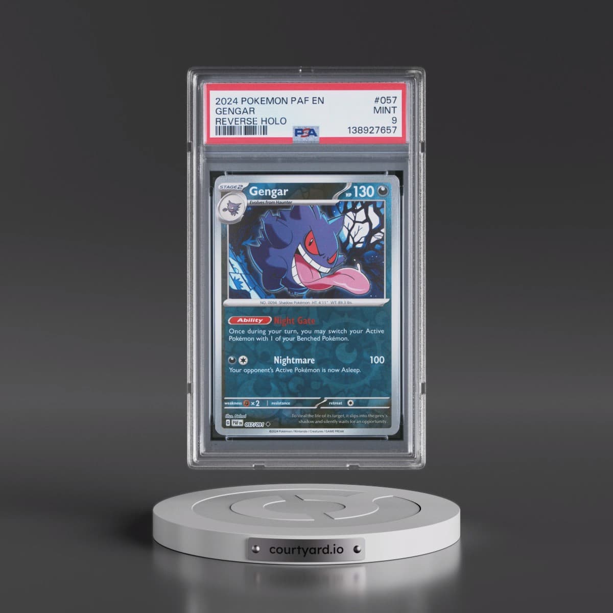 2024 Pokémon Paf EN-Paldean Fates #057 Gengar - Reverse Holo (PSA 9 MINT)