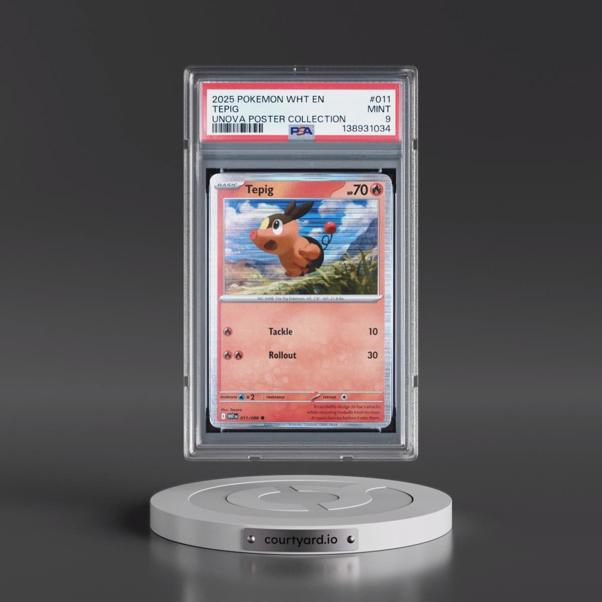 2025 Pokémon Wht EN-White Flare #011 Tepig - Unova Poster Collection (PSA 9 MINT)