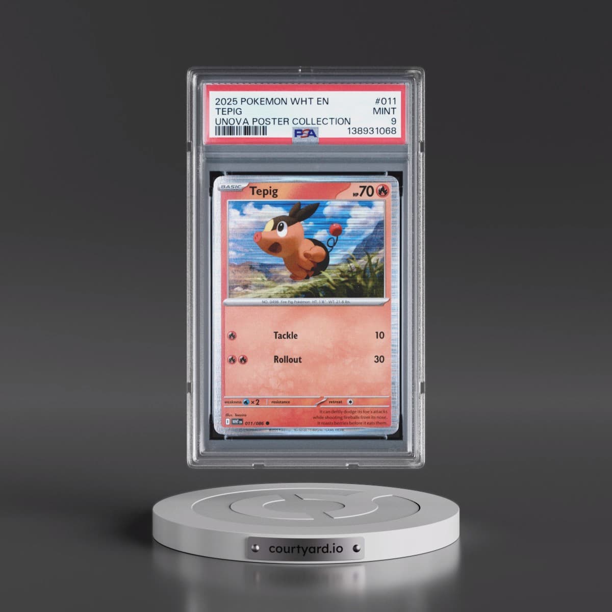 2025 Pokémon Wht EN-White Flare #011 Tepig - Unova Poster Collection (PSA 9 MINT)