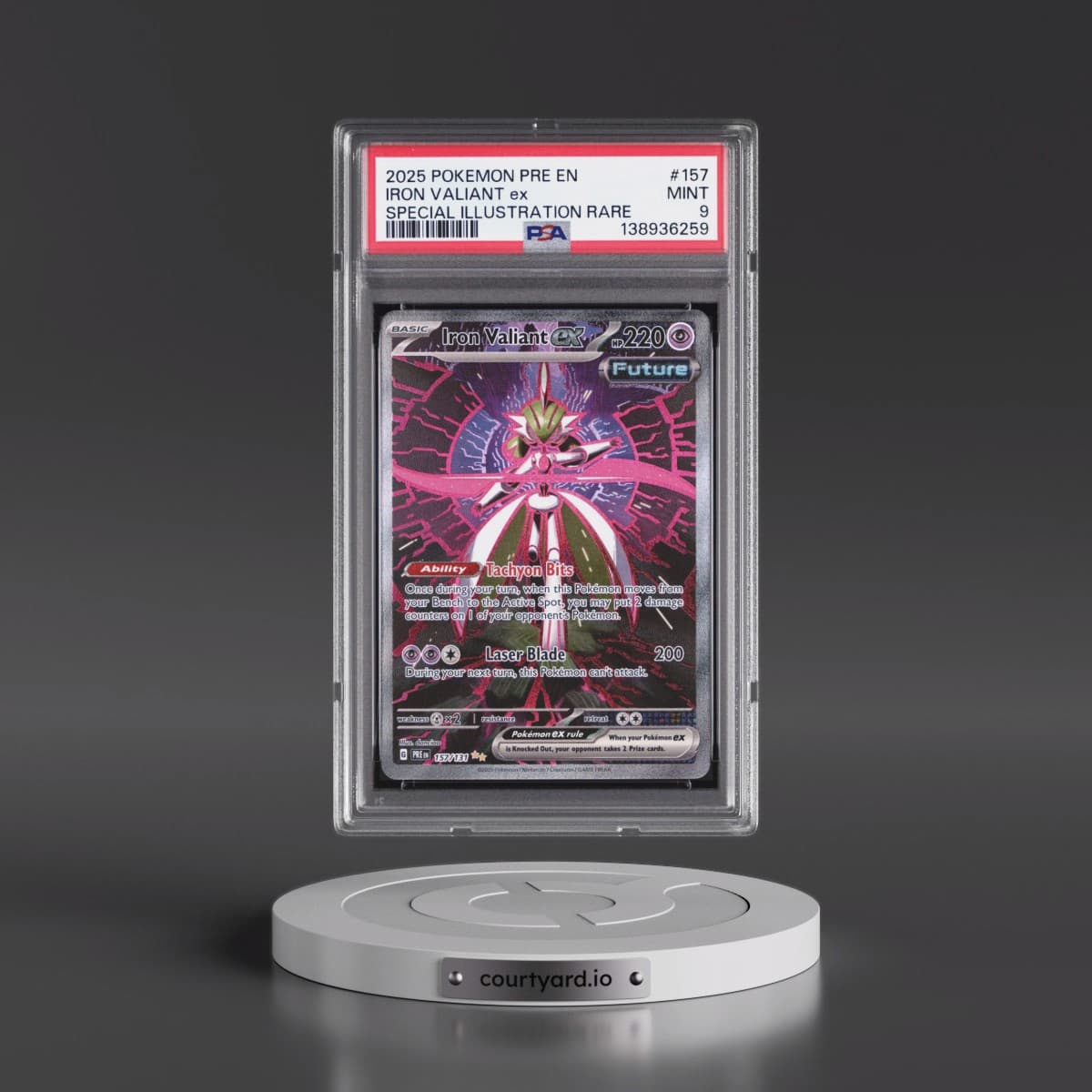 2025 Pokémon Pre EN-Prismatic Evolutions #157 Iron Valiant EX - Holo Special Illustration Rare (PSA 9 MINT)