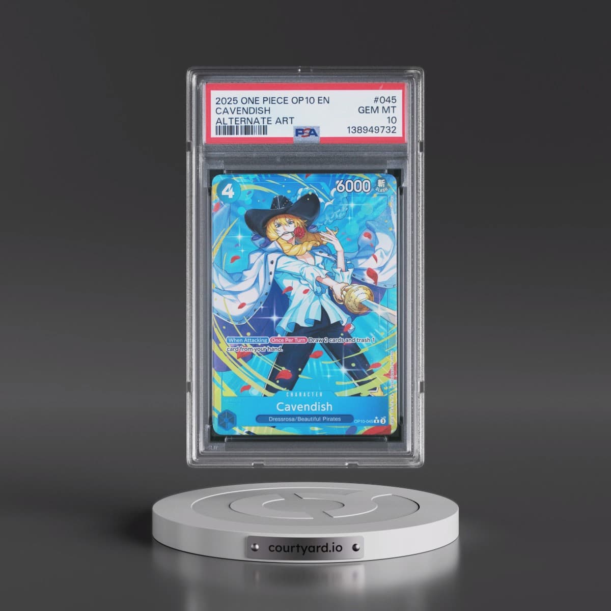 2025 One Piece OP10-Royal Blood #045 Cavendish - Alternate Art (PSA 10 GEM MINT)