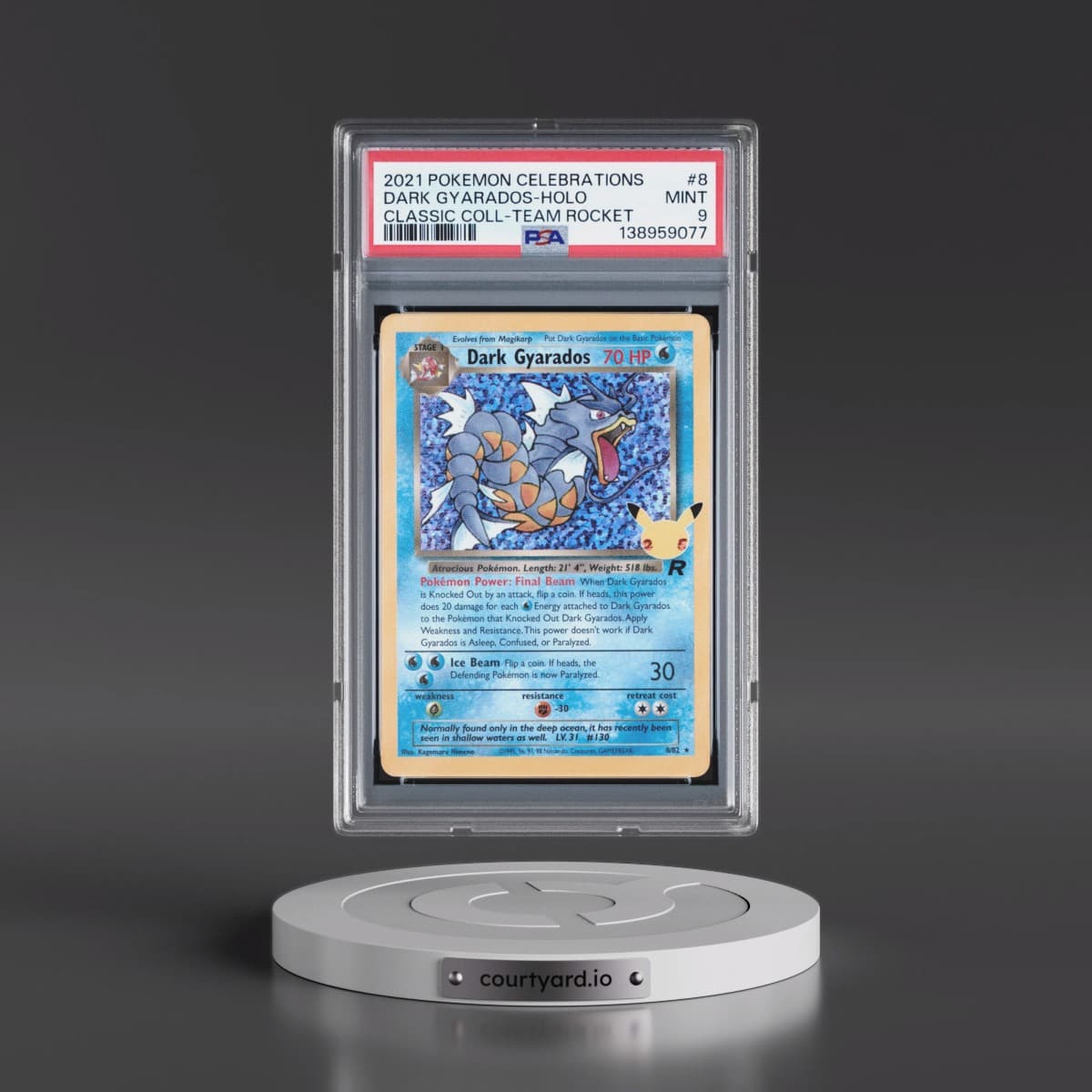 2021 Pokémon Celebrations Classic Collection #8 Dark Gyarados - Holo (PSA 9 MINT)