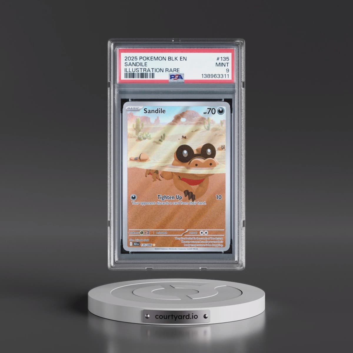 2025 Pokémon Blk EN-Black Bolt #135 Sandile - Illustration Rare (PSA 9 MINT)