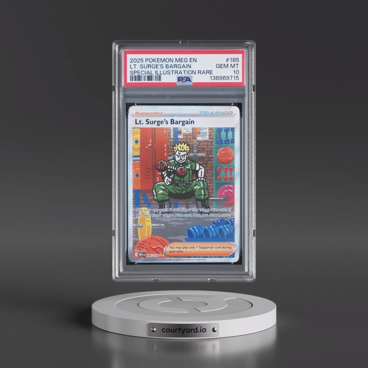 2025 Pokémon Meg EN-Mega Evolution #185 LT. Surge's Bargain - Special Illustration Rare (PSA 10 GEM MINT)