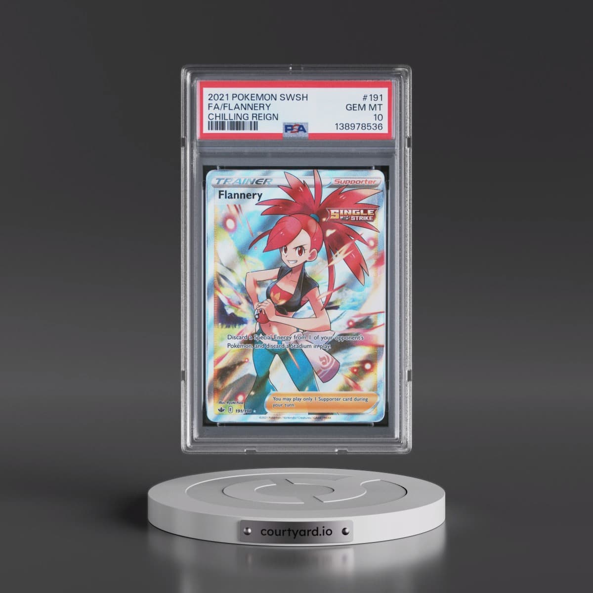 2021 Pokémon Sword & Shield Chilling Reign #191 Flannery - Full Art (PSA 10 GEM MINT)