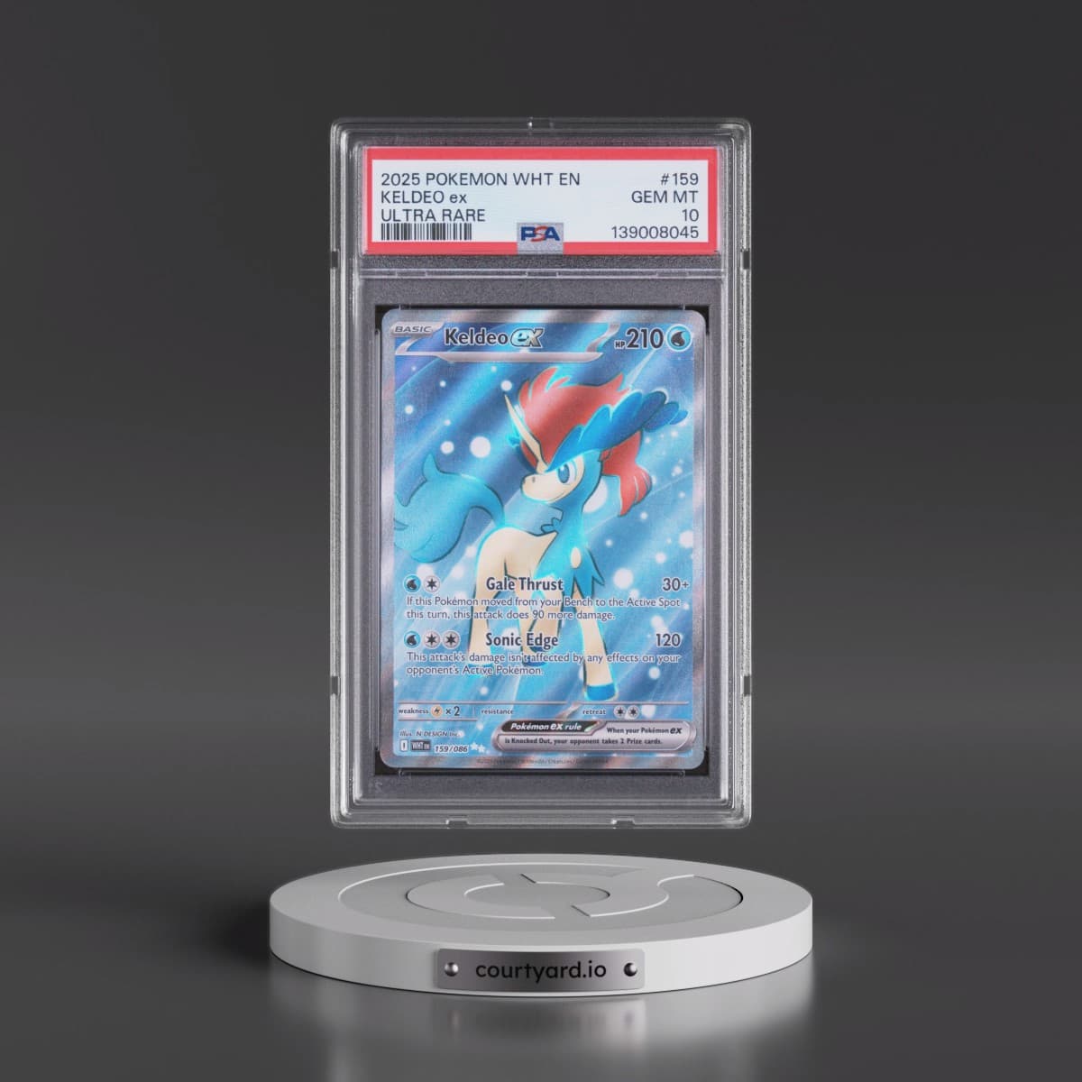 2025 Pokémon Wht EN-White Flare #159 Keldeo EX - Holo Ultra Rare (PSA 10 GEM MINT)