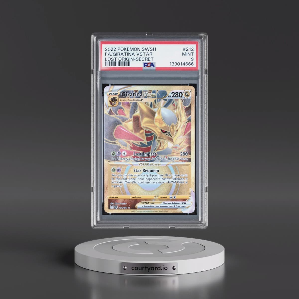 2022 Pokémon Sword & Shield Lost Origin #212 Giratina Vstar - Full Art Secret (PSA 9 MINT)