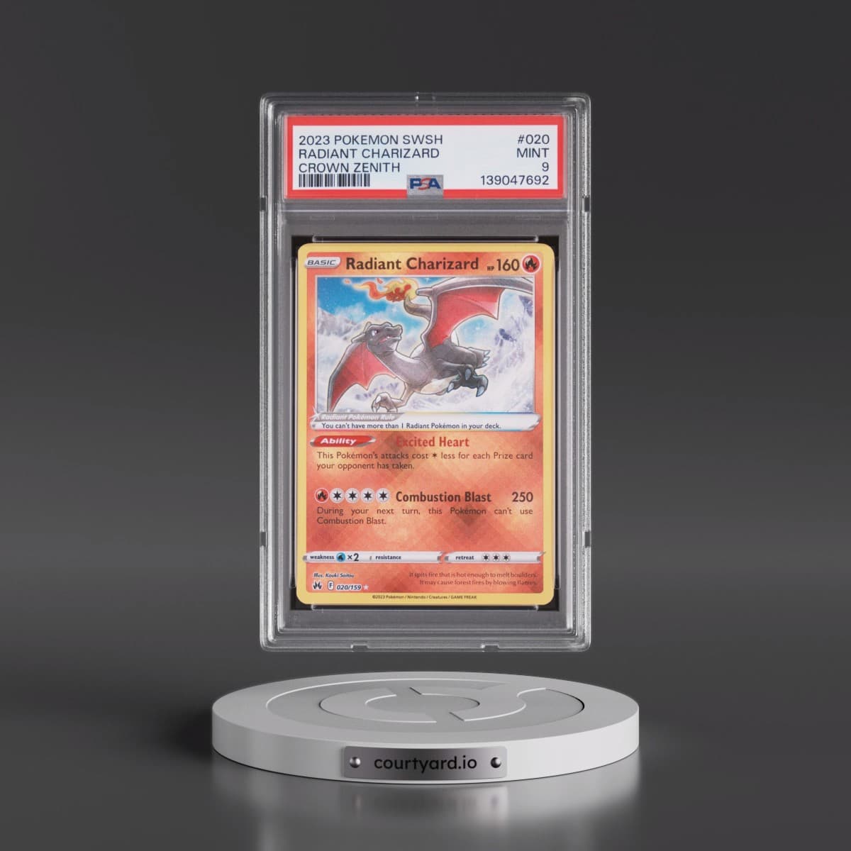 2023 Pokémon Sword and Shield Crown Zenith #020 Radiant Charizard - Holo (PSA 9 MINT)