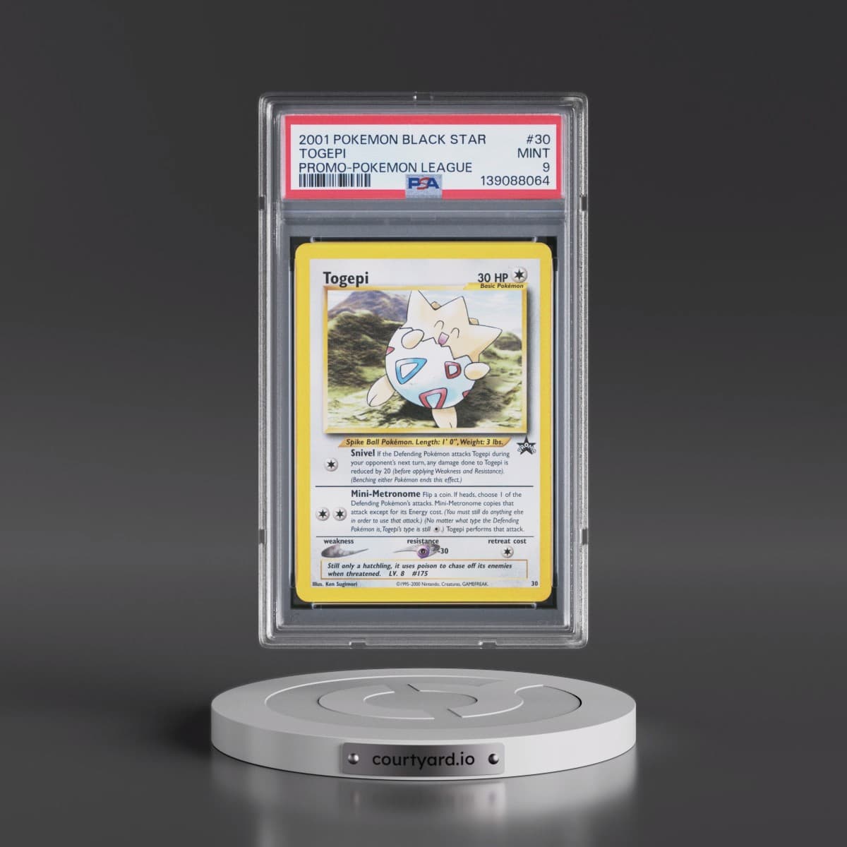 2001 Pokémon Promo Black Star #30 Togepi - Pokemon League (PSA 9 MINT)