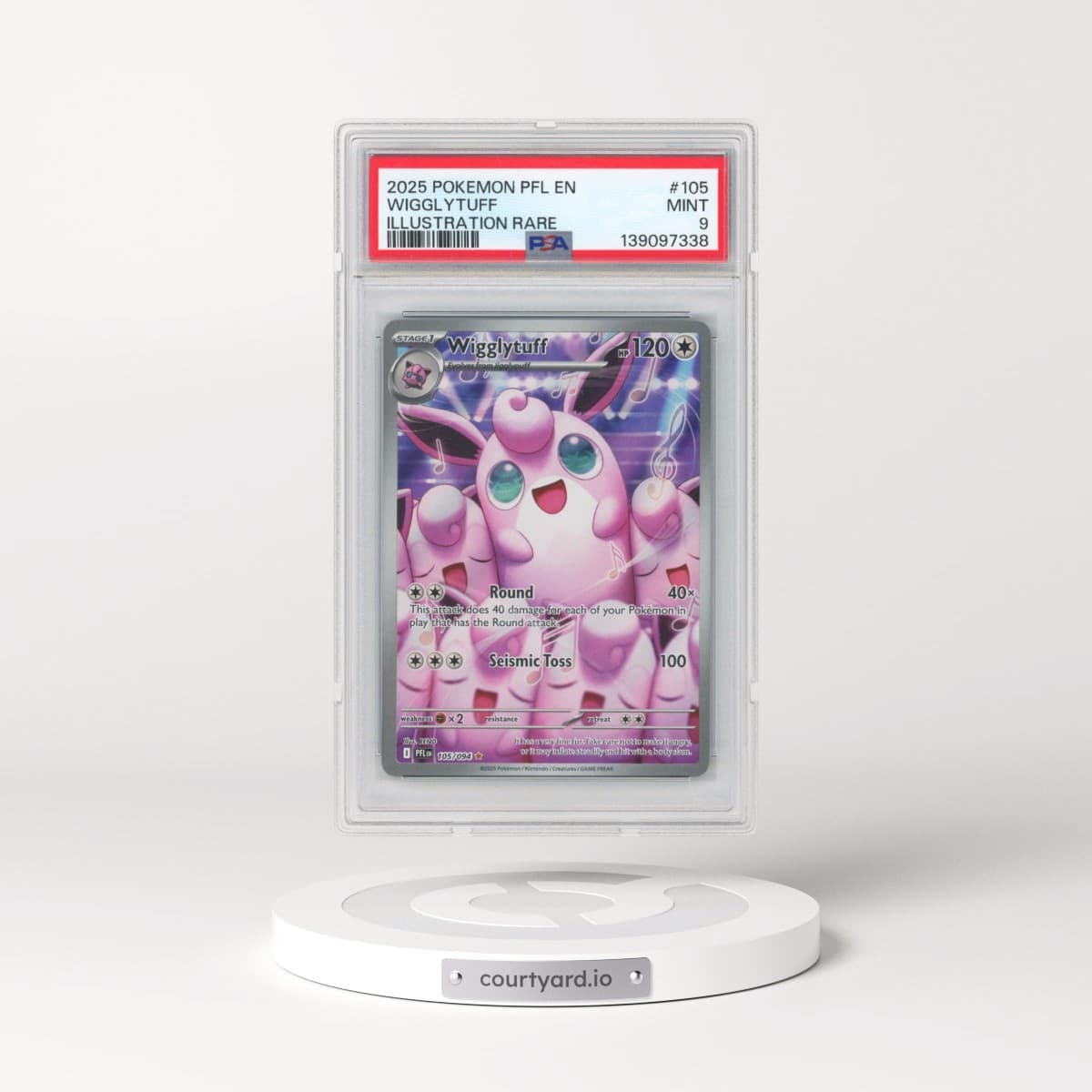 2025 Pokémon Pfl EN-Phantasmal Flames #105 Wigglytuff - Illustration Rare (PSA 9 MINT)