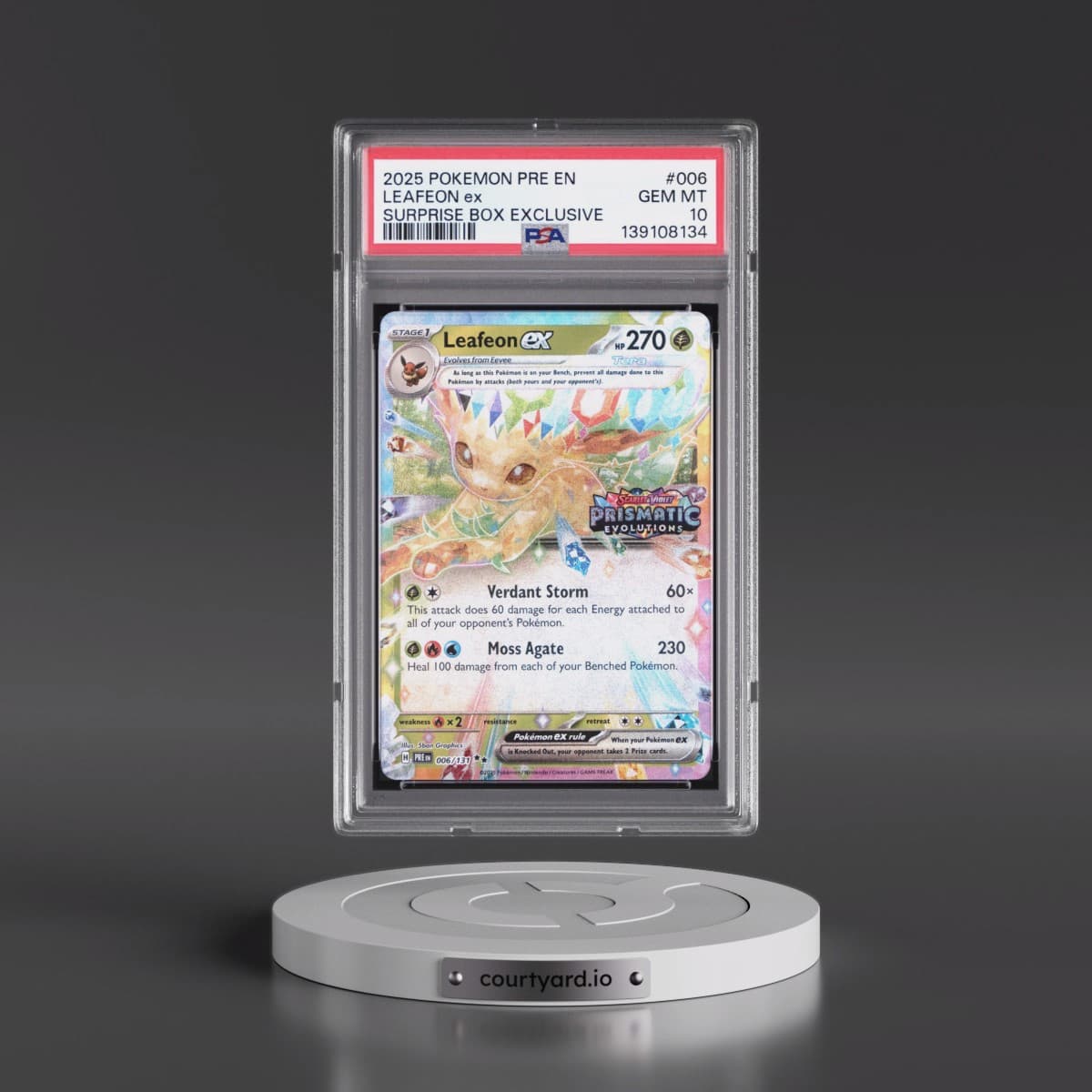 2025 Pokémon Pre EN-Prismatic Evolutions #006 Leafeon EX - Holo Surprise Box Exclusive (PSA 10 GEM MINT)