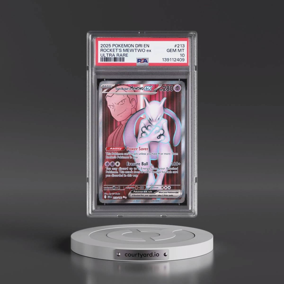 2025 Pokémon Dri EN-Destined Rivals #213 Team Rocket's Mewtwo EX - Holo Ultra Rare (PSA 10 GEM MINT)