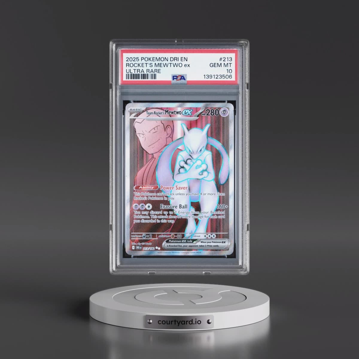 2025 Pokémon Dri EN-Destined Rivals #213 Team Rocket's Mewtwo EX - Holo Ultra Rare (PSA 10 GEM MINT)