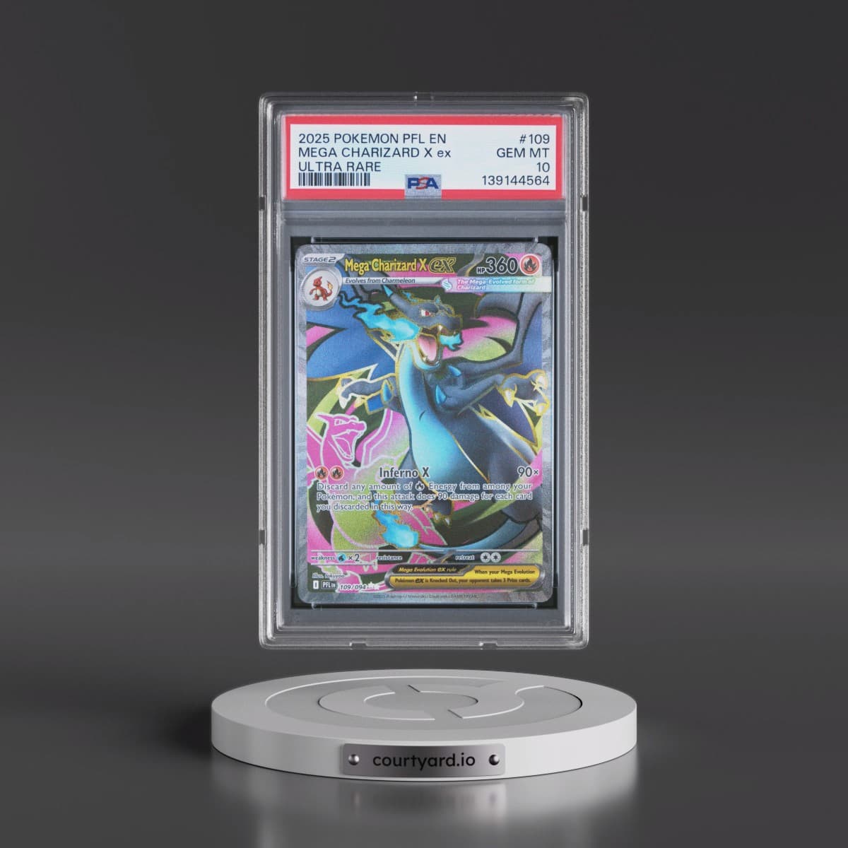 2025 Pokémon Pfl EN-Phantasmal Flames #109 Mega Charizard X EX - Holo Ultra Rare (PSA 10 GEM MINT)