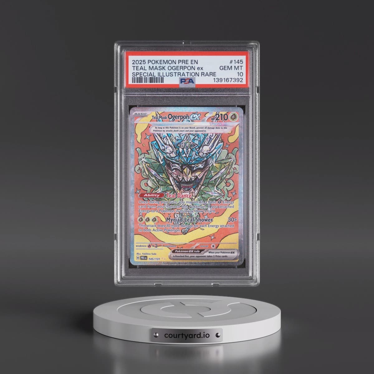 2025 Pokémon Pre EN-Prismatic Evolutions #145 Teal Mask Ogerpon EX - Holo Special Illustration Rare (PSA 10 GEM MINT)
