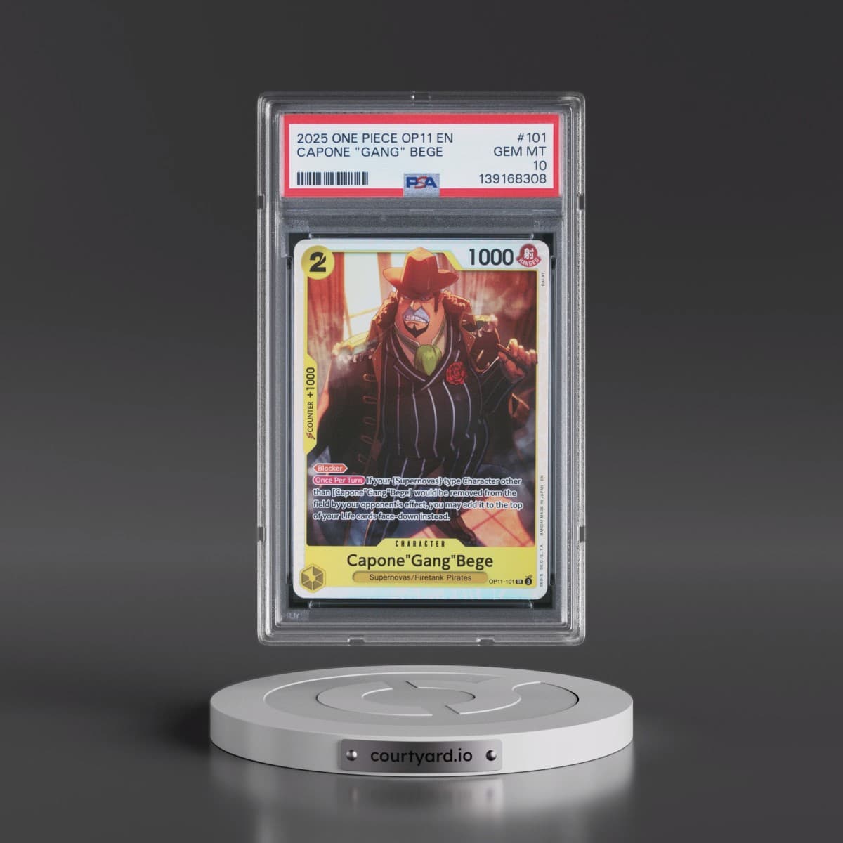 2025 One Piece OP11-A Fist of Divine Speed #101 Capone "Gang" Bege (PSA 10 GEM MINT)