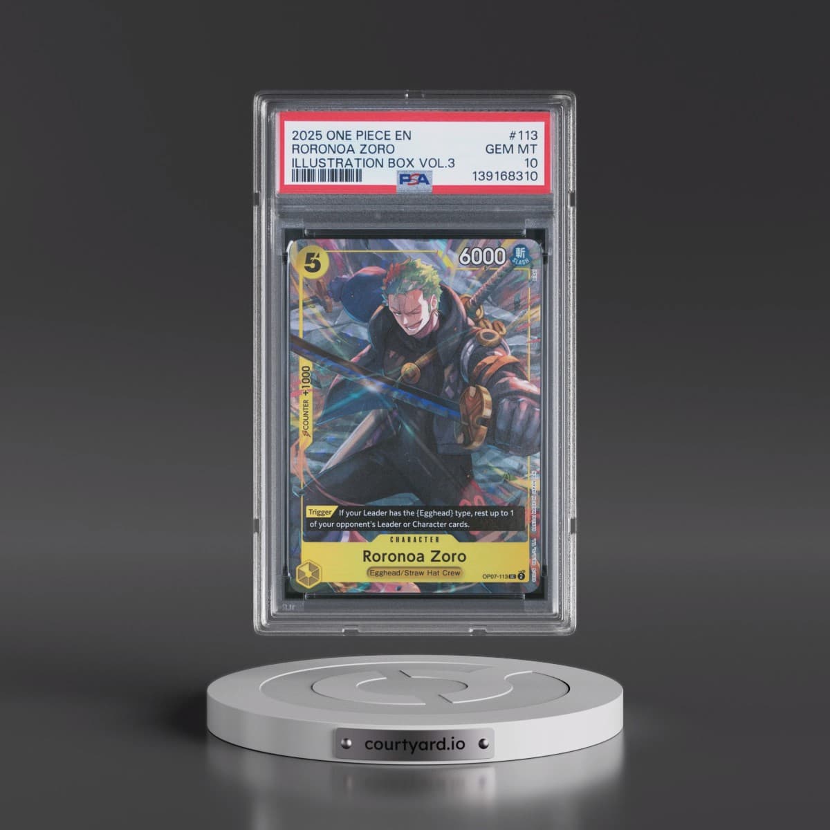2025 One Piece Promos #113 Roronoa Zoro - Illustration Box Vol.3 (PSA 10 GEM MINT)