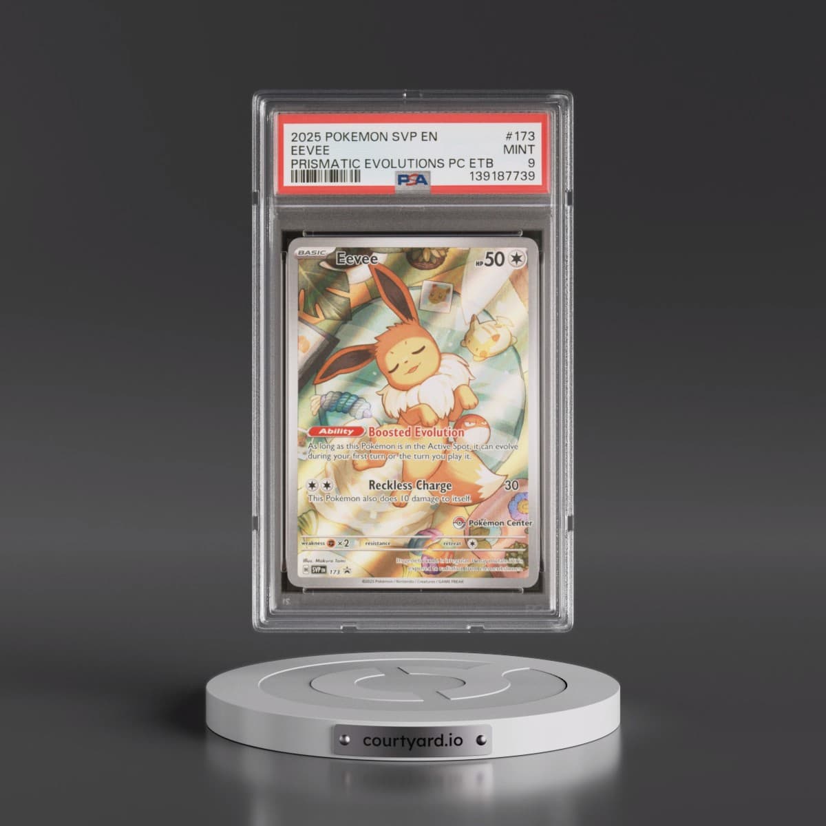 2025 Pokémon Svp EN-SV Black Star Promo #173 Eevee - Prismatic Evolutions Pokemon Center Elite Trainer Box (PSA 9 MINT)