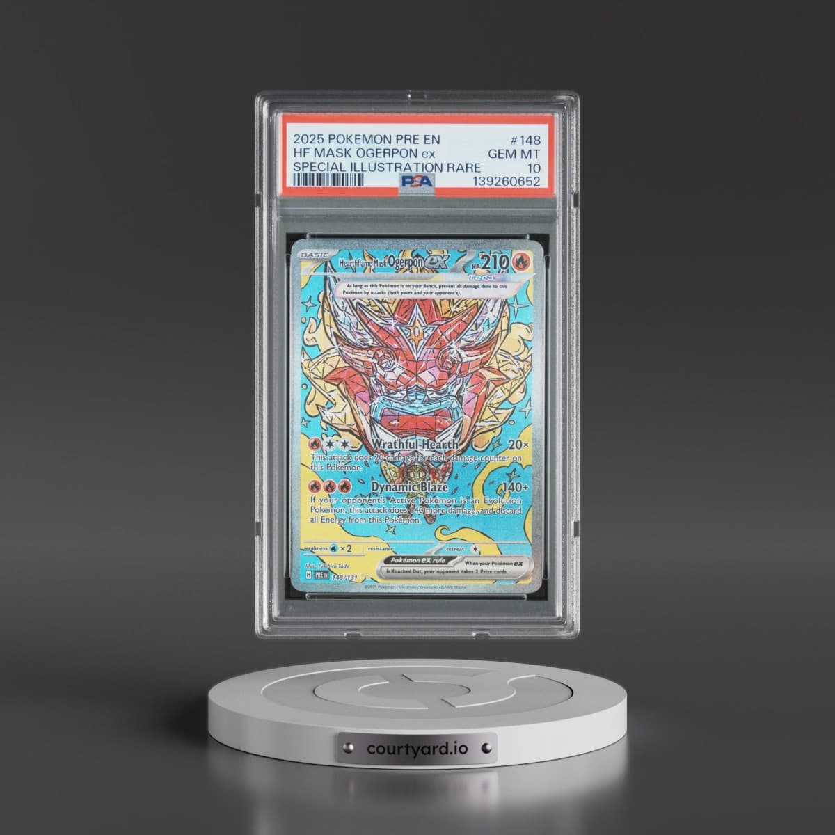 2025 Pokémon Pre EN-Prismatic Evolutions #148 Hearthflame Mask Ogerpon EX - Holo Special Illustration Rare (PSA 10 GEM MINT)