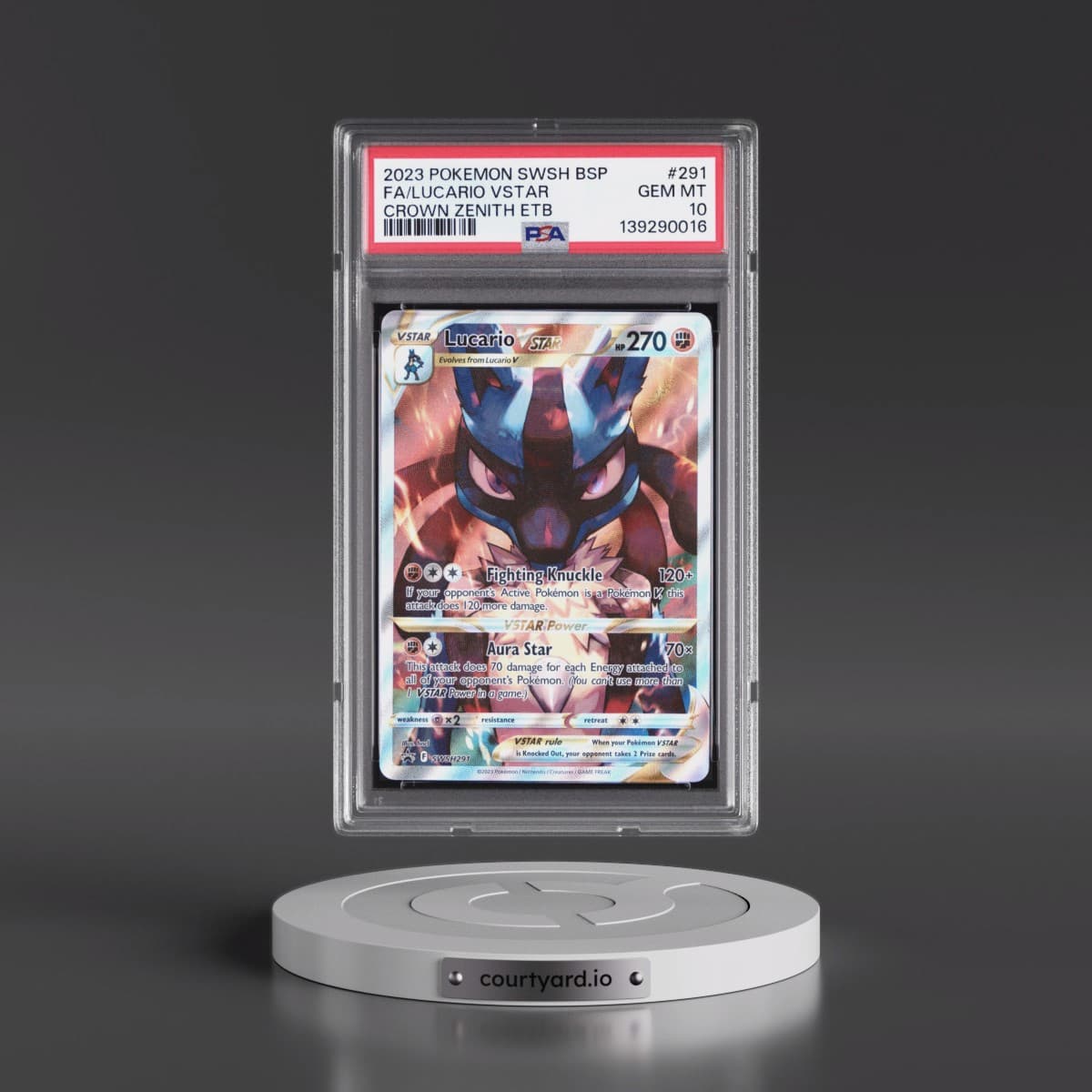 2023 Pokémon Swsh Black Star Promo #291 Lucario Vstar - Full Art Crown Zenith Elite Trainer Box (PSA 10 GEM MINT)