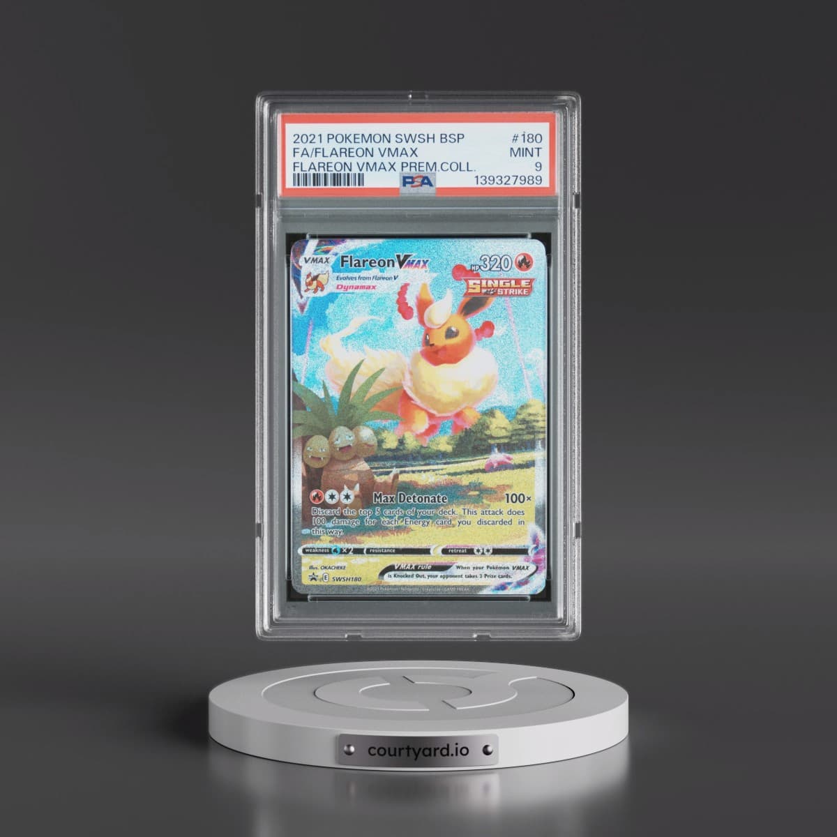 2021 Pokémon Swsh Black Star Promo #180 Flareon Vmax - Full Art Flareon Vmax Premium Collection (PSA 9 MINT)