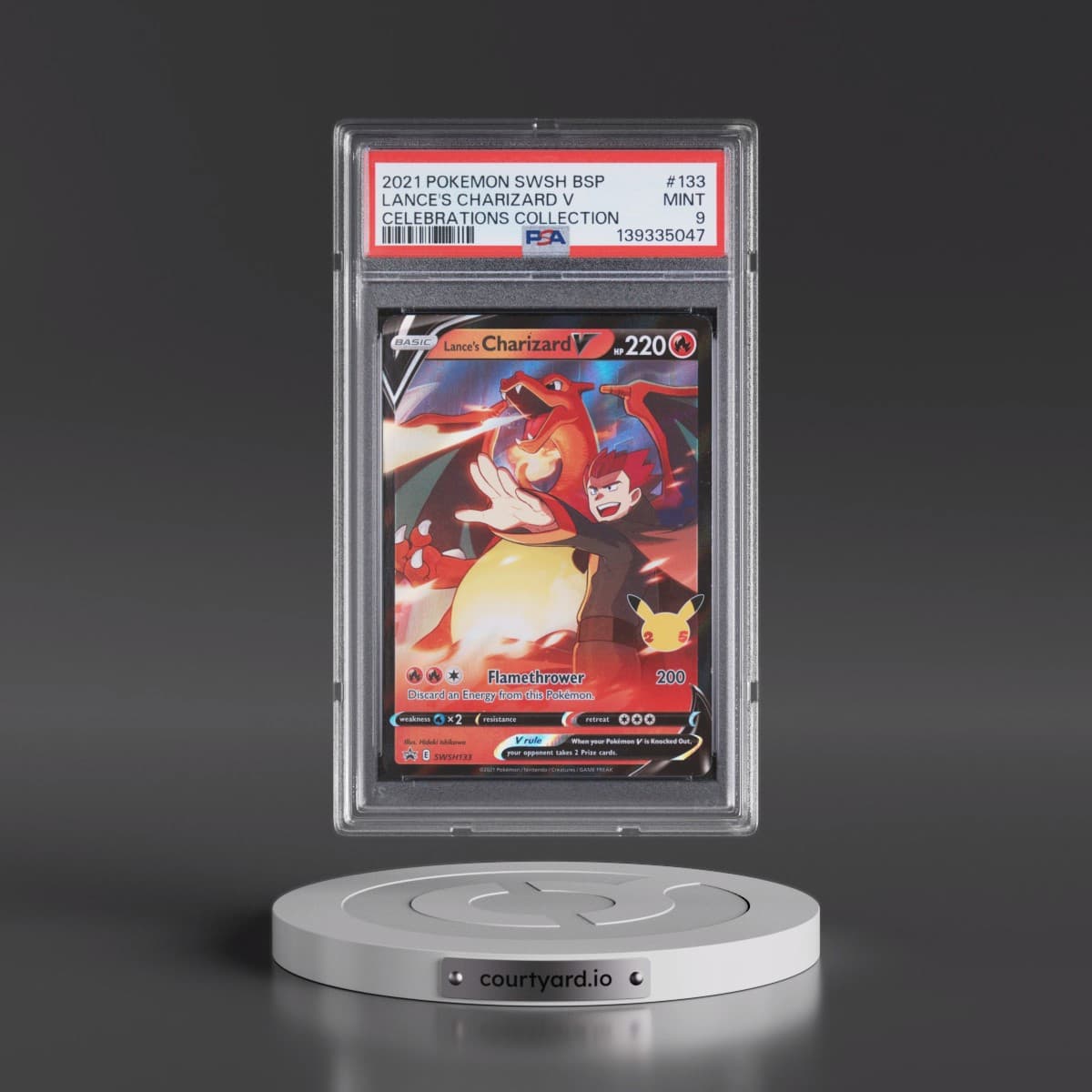 2021 Pokémon Swsh Black Star Promo #133 Lance's Charizard V - Holo Celebrations Collection (PSA 9 MINT)