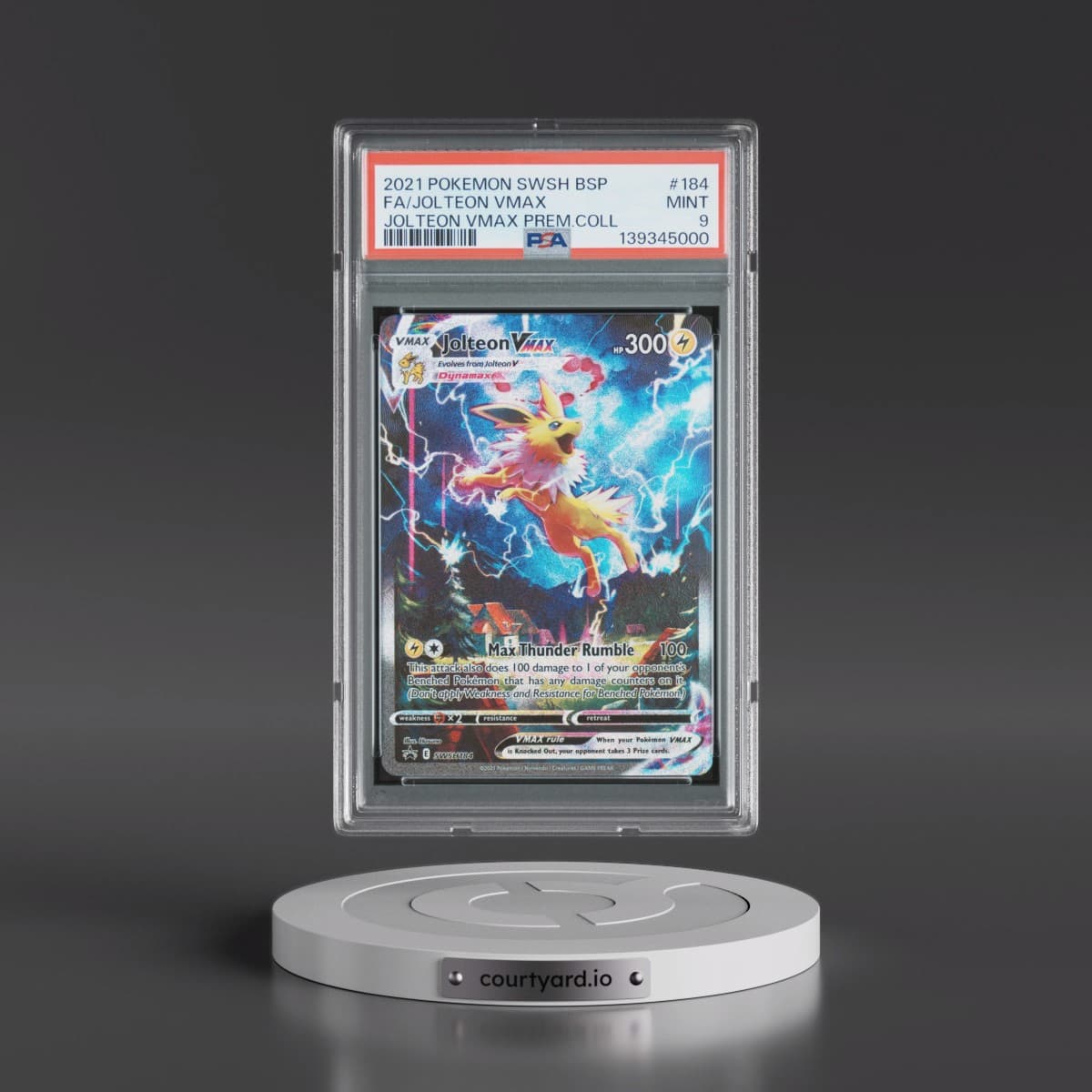 2021 Pokémon Swsh Black Star Promo #184 Jolteon Vmax - Full Art Jolteon Vmax Premium Collection (PSA 9 MINT)