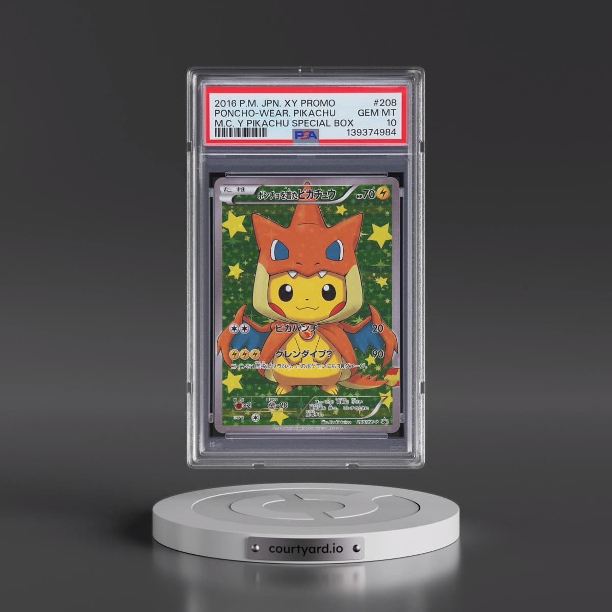 2016 Pokémon XY Promo #208 Poncho-Wearing Pikachu - Mega Charizard Y Pikachu Special Box (PSA 10 GEM MINT)