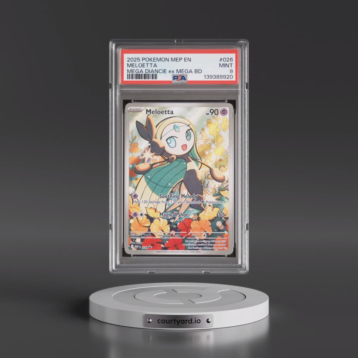 2025 Pokémon Mep EN-Me Black Star Promo #026 Meloetta - Mega Diancie EX Mega Battle Deck (PSA 9 MINT)