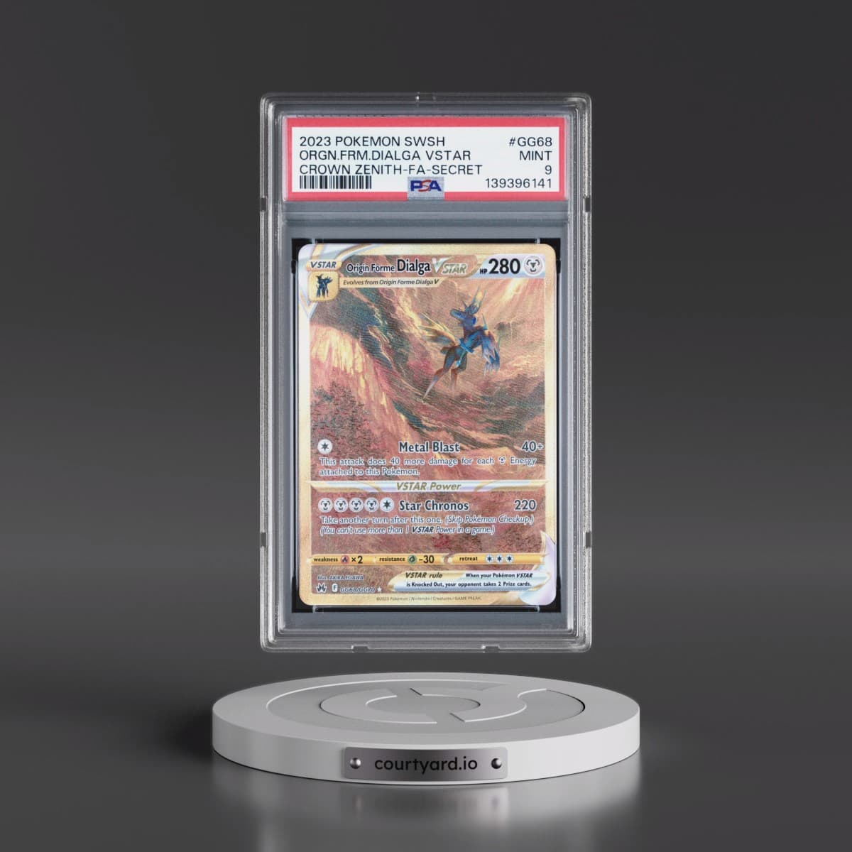2023 Pokémon Sword and Shield Crown Zenith #GG68 Origin Forme Dialga Vstar - Full Art Secret (PSA 9 MINT)