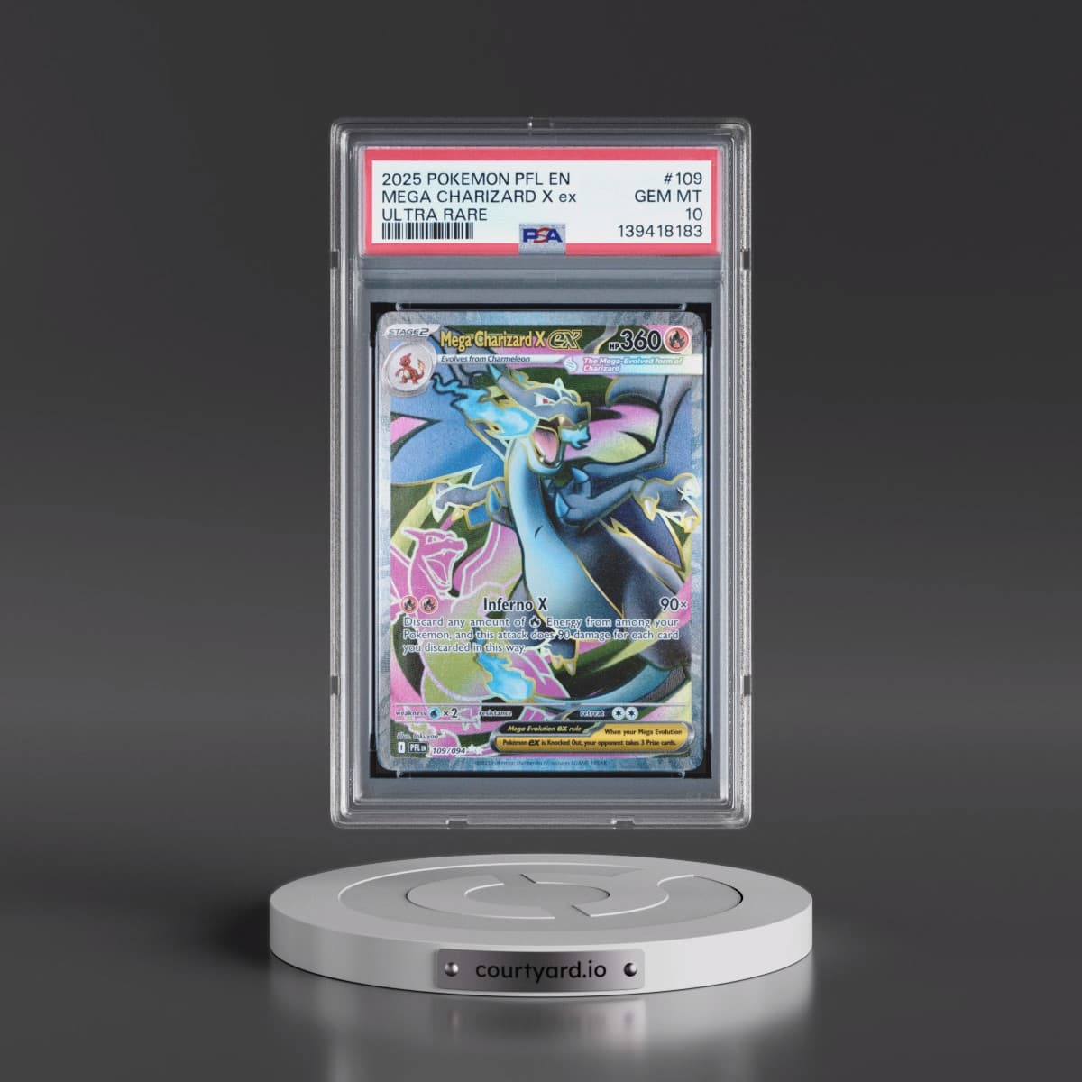 2025 Pokémon Pfl EN-Phantasmal Flames #109 Mega Charizard X EX - Holo Ultra Rare (PSA 10 GEM MINT)