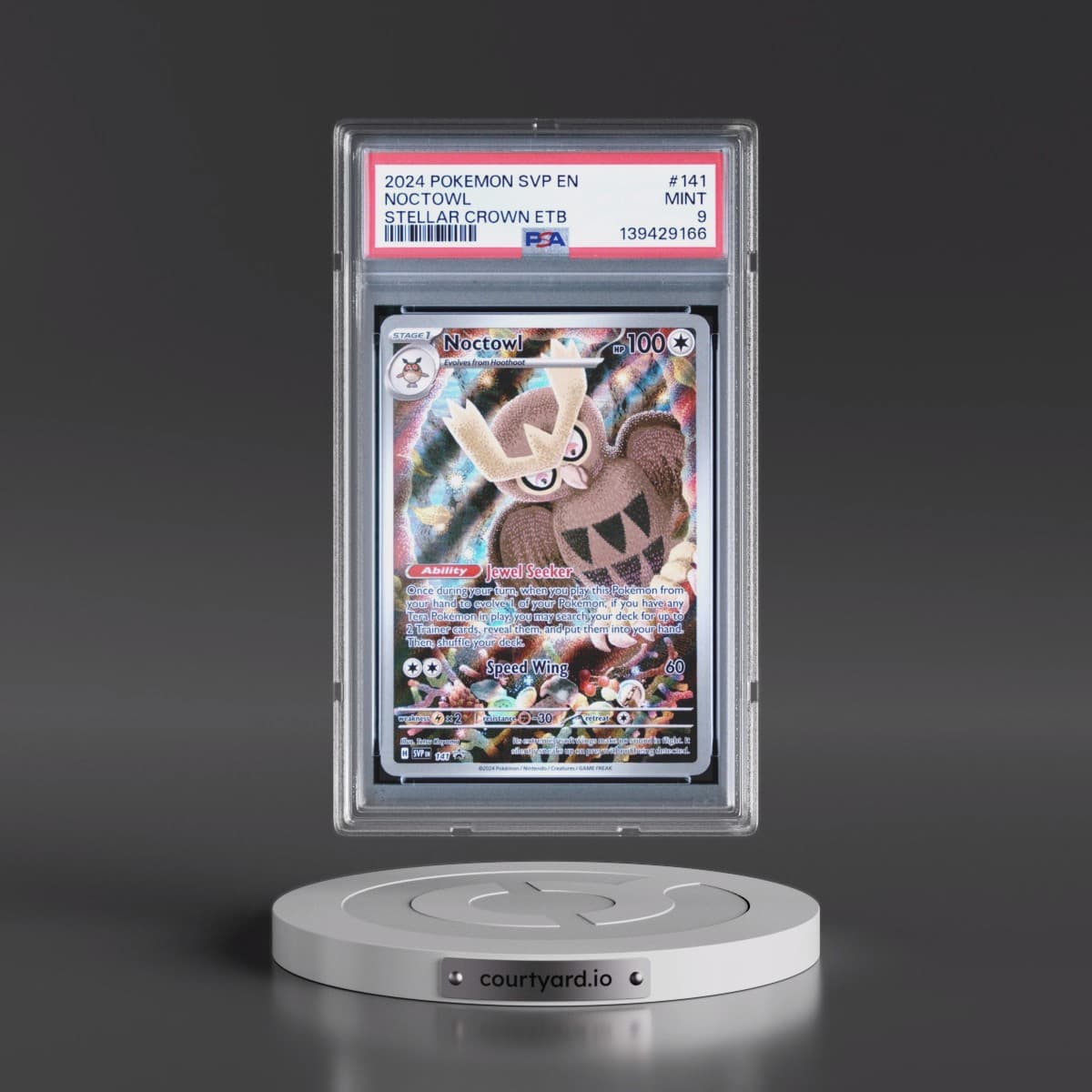 2024 Pokémon Svp EN-SV Black Star Promo #141 Noctowl - Stellar Crown Elite Trainer Box (PSA 9 MINT)