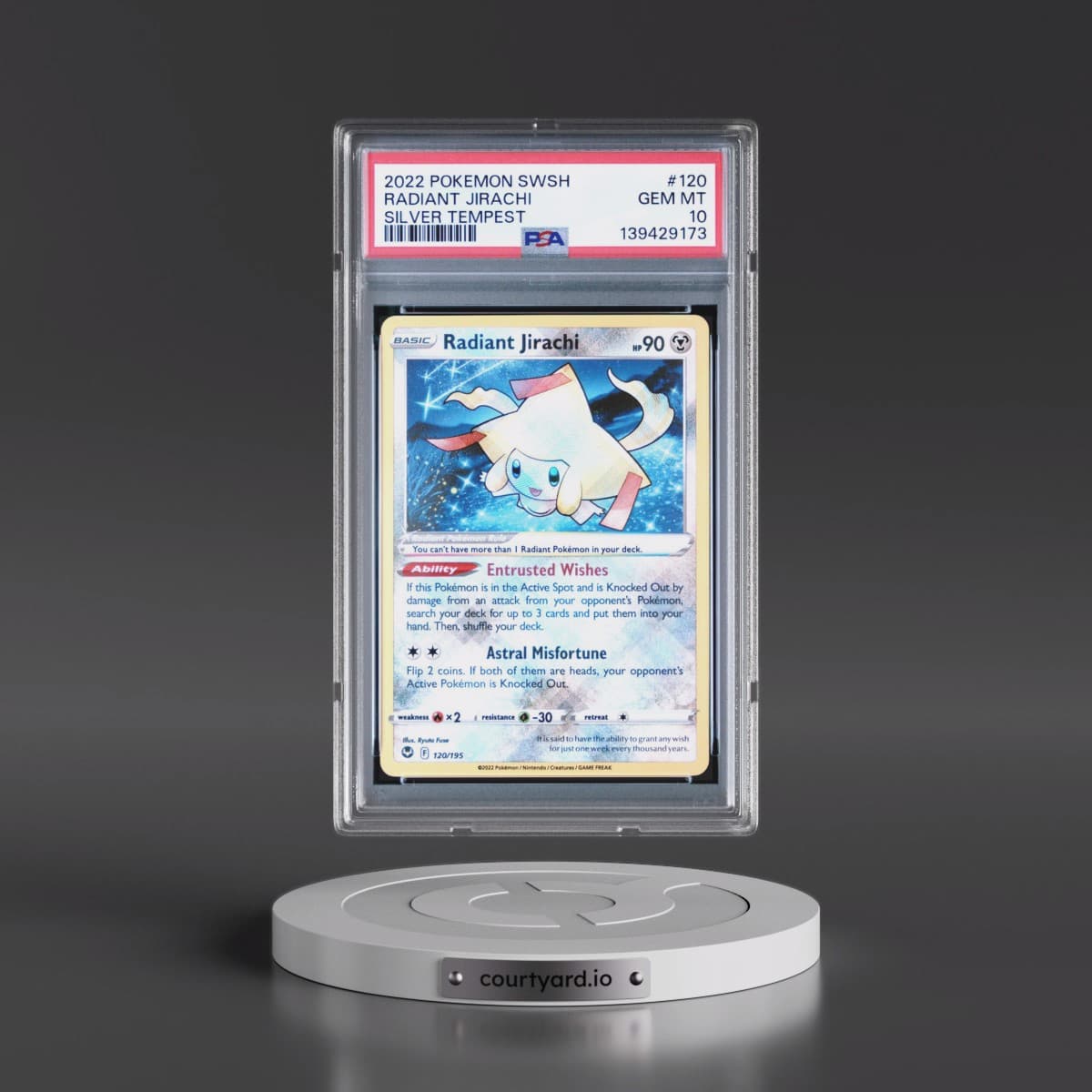 2022 Pokémon Sword & Shield Silver Tempest #120 Radiant Jirachi - Holo (PSA 10 GEM MINT)