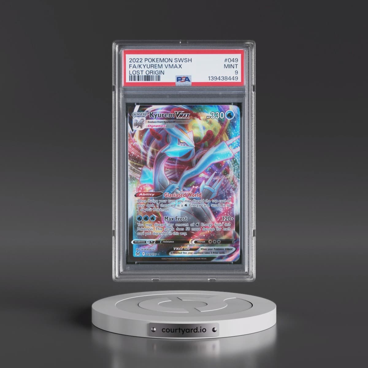 2022 Pokémon Sword & Shield Lost Origin #049 Kyurem Vmax - Full Art (PSA 9 MINT)