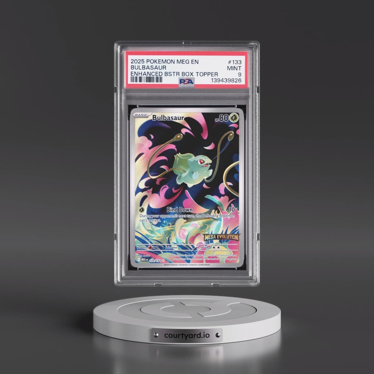 2025 Pokémon Meg EN-Mega Evolution #133 Bulbasaur - Enhanced Booster Box Topper (PSA 9 MINT)