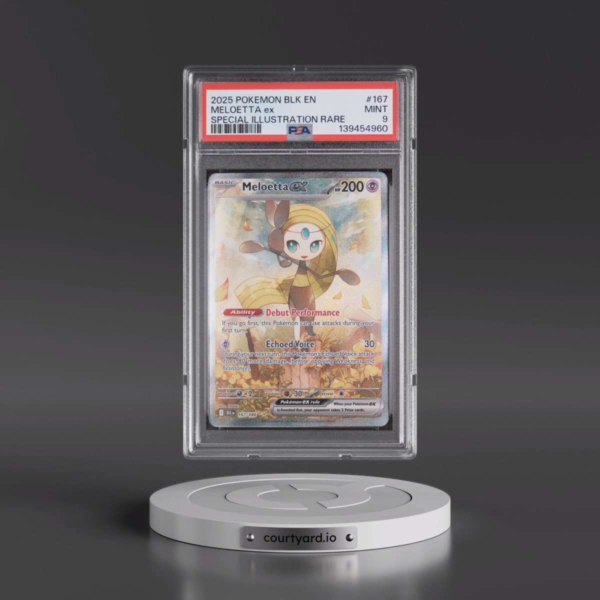 2025 Pokémon Blk EN-Black Bolt #167 Meloetta EX - Holo Special Illustration Rare (PSA 9 MINT)