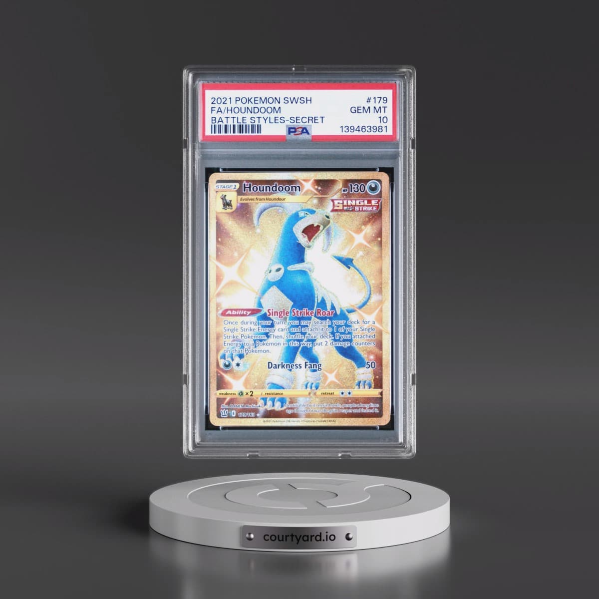 2021 Pokémon Sword & Shield Battle Styles #179 Houndoom - Full Art Secret (PSA 10 GEM MINT)