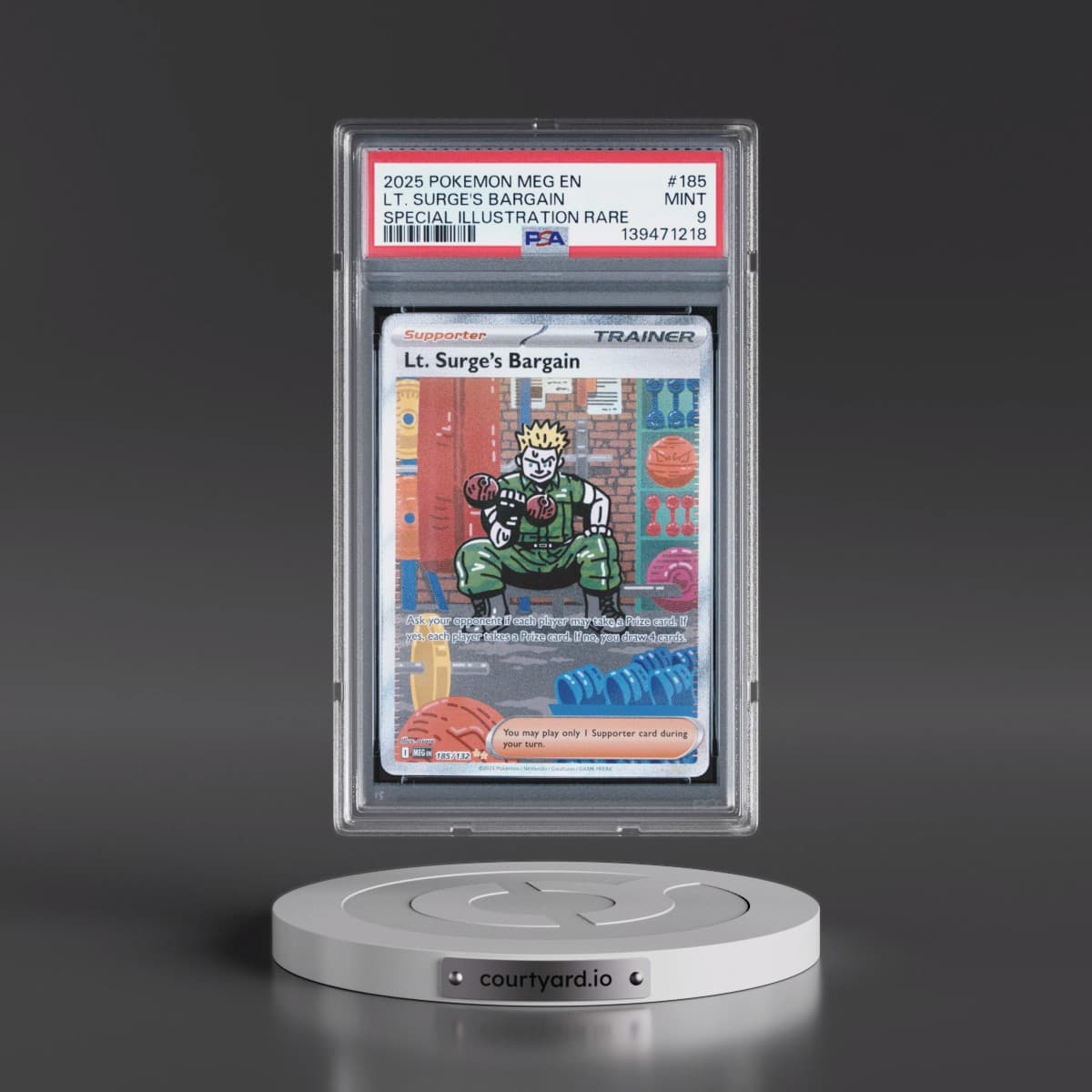 2025 Pokémon Meg EN-Mega Evolution #185 LT. Surge's Bargain - Special Illustration Rare (PSA 9 MINT)