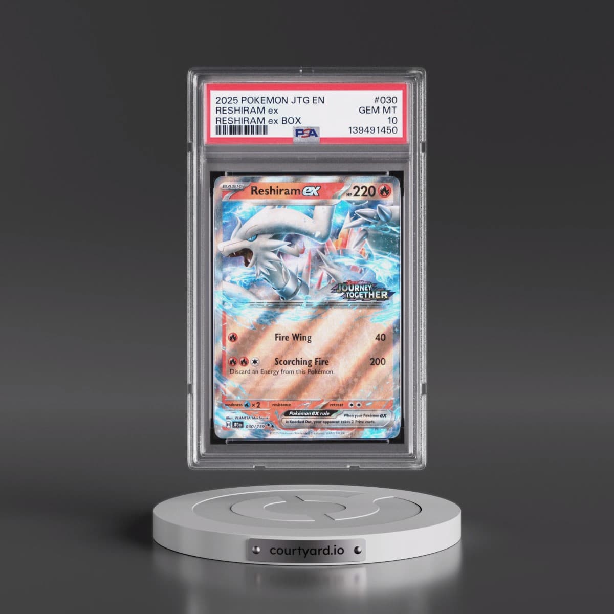 2025 Pokémon Jtg EN-Journey Together #030 Reshiram EX - Holo Reshiram EX Box (PSA 10 GEM MINT)