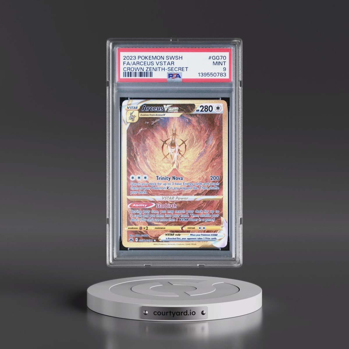 2023 Pokémon Sword and Shield Crown Zenith #GG70 Arceus Vstar - Full Art Secret (PSA 9 MINT)