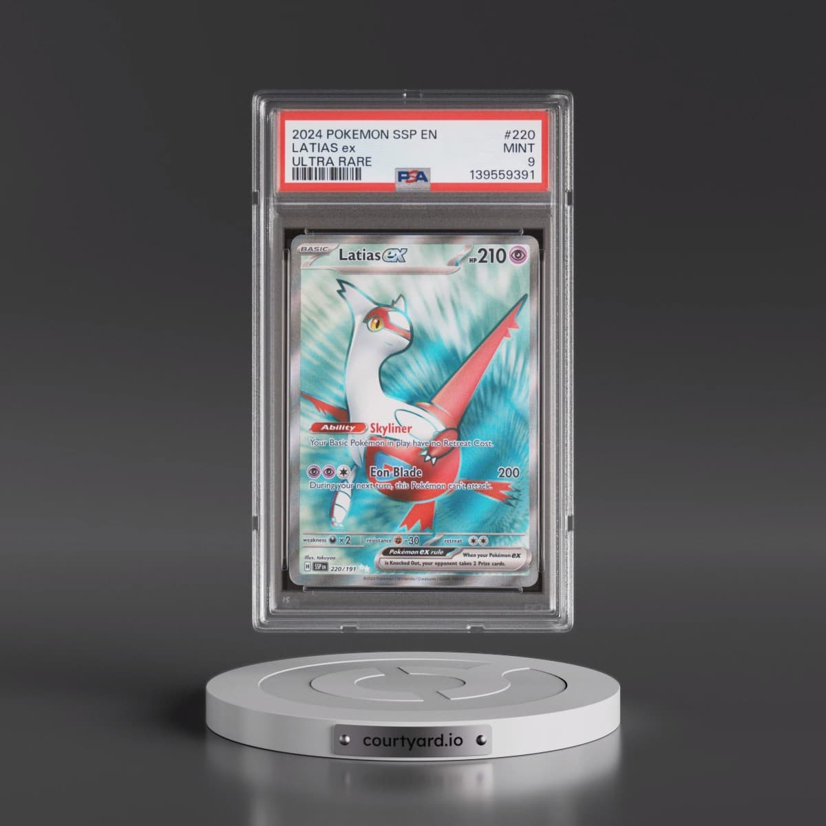 2024 Pokémon Ssp EN-Surging Sparks #220 Latias EX - Holo Ultra Rare (PSA 9 MINT)