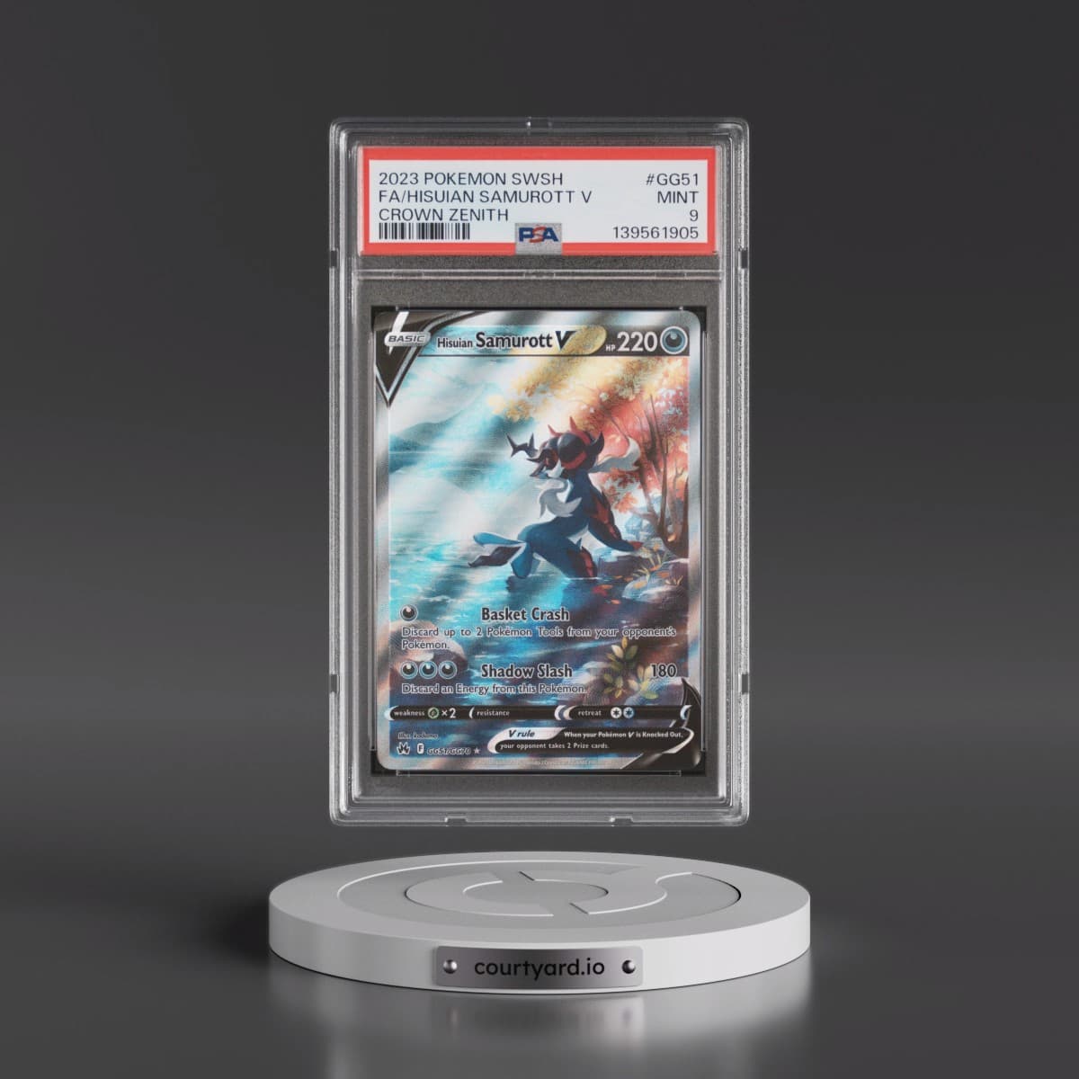 2023 Pokémon Sword and Shield Crown Zenith #GG51 Hisuian Samurott V - Holo Full Art (PSA 9 MINT)
