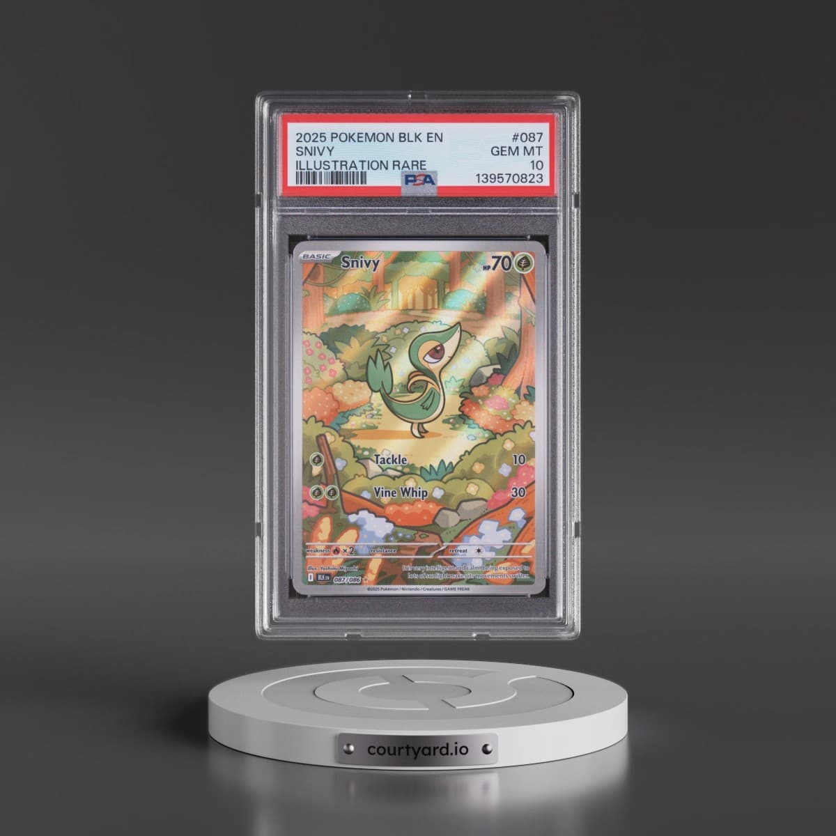 2025 Pokémon Blk EN-Black Bolt #087 Snivy - Illustration Rare (PSA 10 GEM MINT)