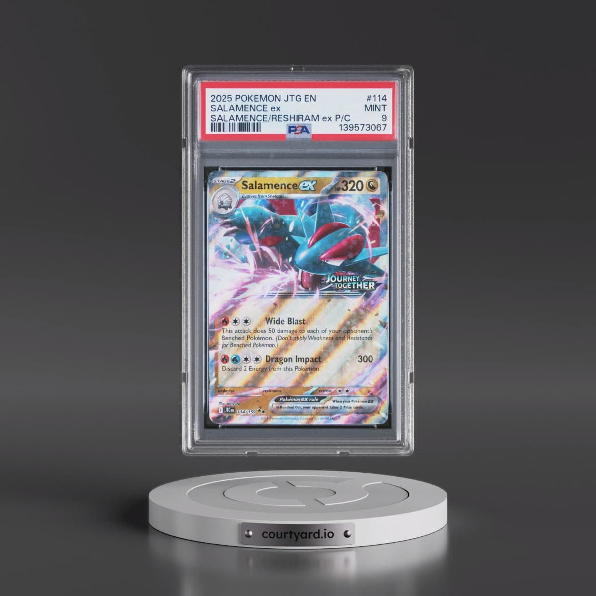 2025 Pokémon Jtg EN-Journey Together #114 Salamence EX - Holo Salamence EX & Reshiram EX Premium Collection (PSA 9 MINT)
