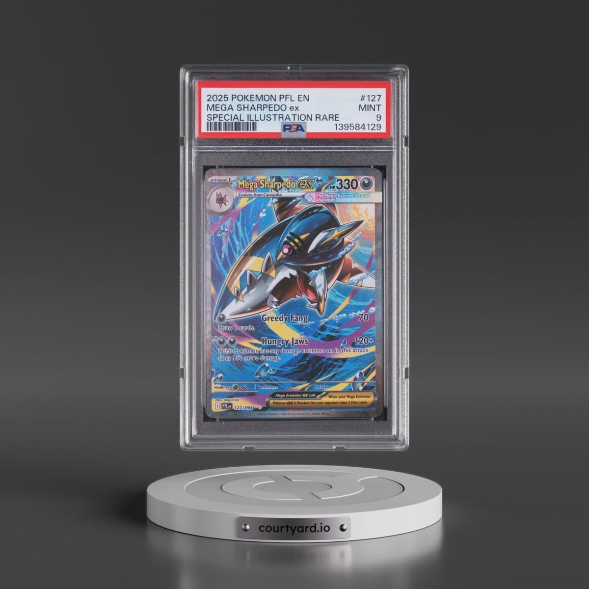 2025 Pokémon Pfl EN-Phantasmal Flames #127 Mega Sharpedo EX - Holo Special Illustration Rare (PSA 9 MINT)