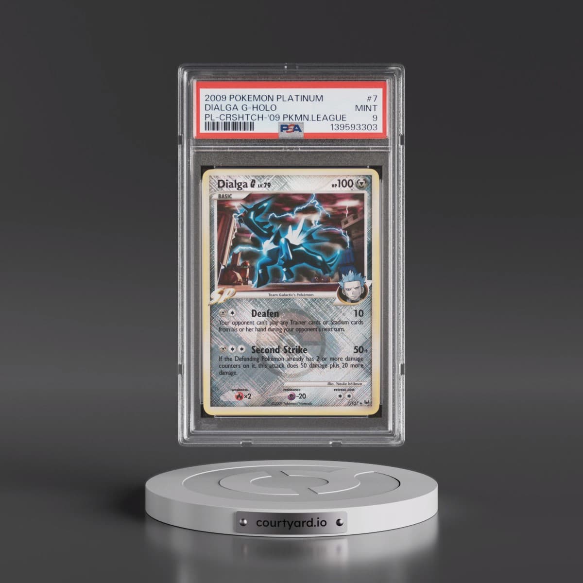 2009 Pokémon Platinum #7 Dialga G - Holo Crosshatch-2009 Pokemon League (PSA 9 MINT)