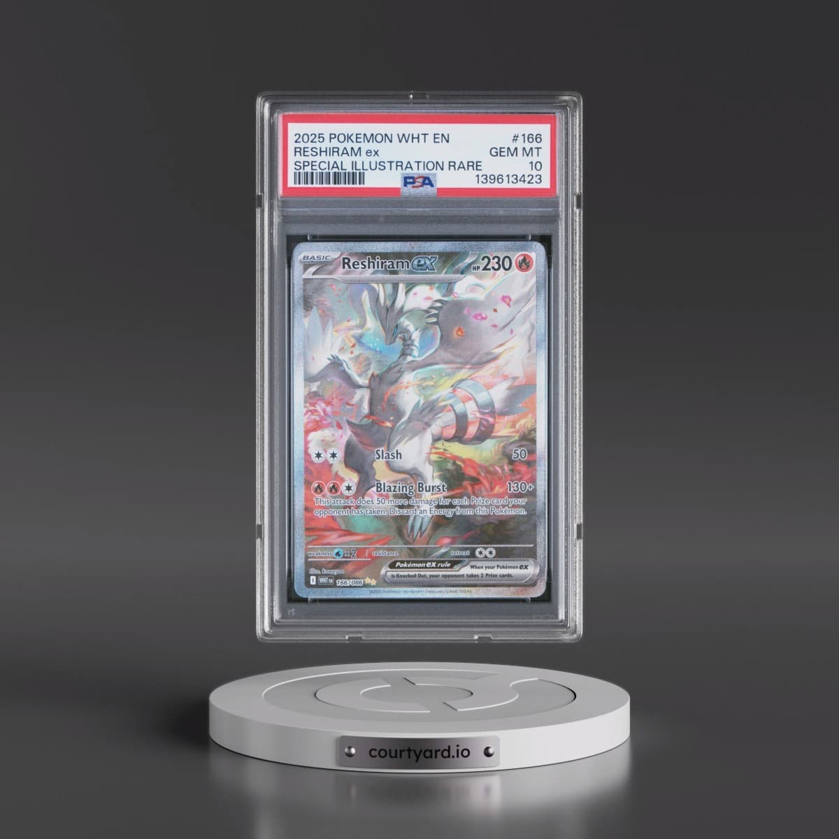 2025 Pokémon Wht EN-White Flare #166 Reshiram EX - Holo Special Illustration Rare (PSA 10 GEM MINT)